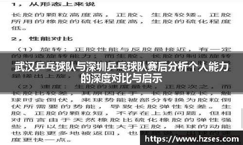 武汉乒乓球队与深圳乒乓球队赛后分析个人能力的深度对比与启示